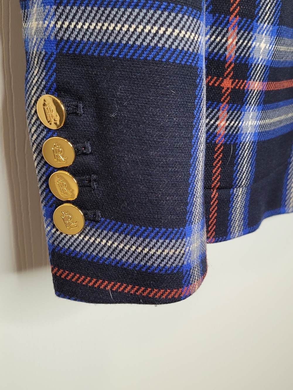 Lauren Ralph Lauren Plaid Blazer M Navy Preppy Academia - Picture 4 of 6